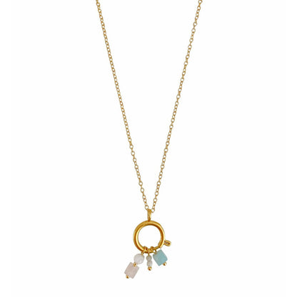 Lock Necklace 14 mm & Gemstone Pendants - Gold