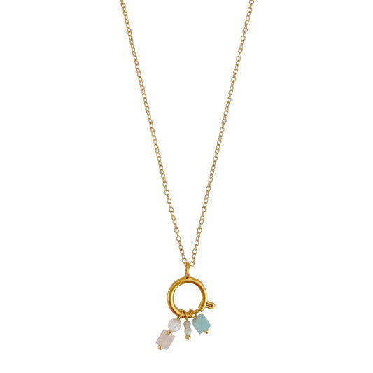 Lock Necklace 14 mm & Gemstone Pendants - Gold