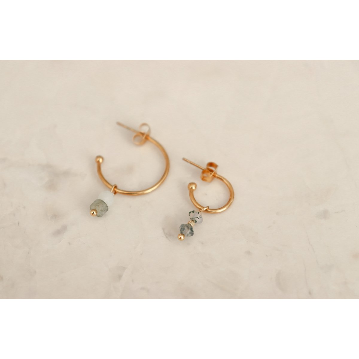 Labradorite & Jade Earrings - Gold