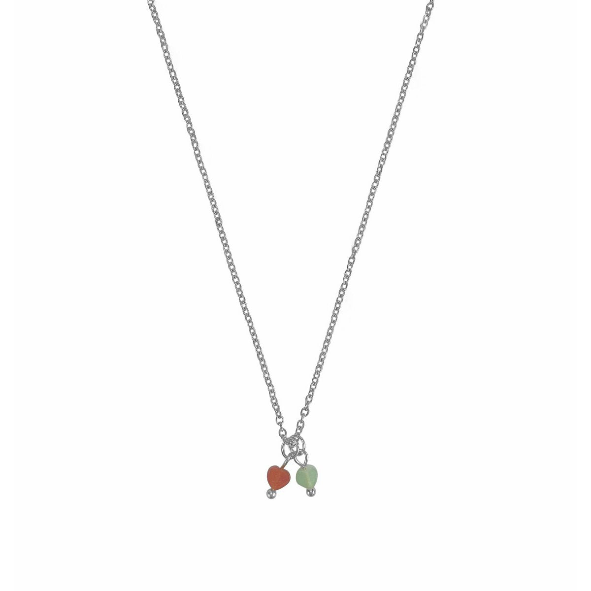 Necklace Aventurine Hearts - Silver