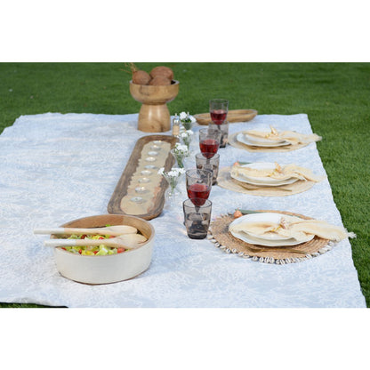 Long rectangular wooden decorative tray 100x9x2.5cm