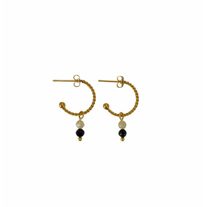 Earrings Tourmaline & Rutilated Quartz - Gold