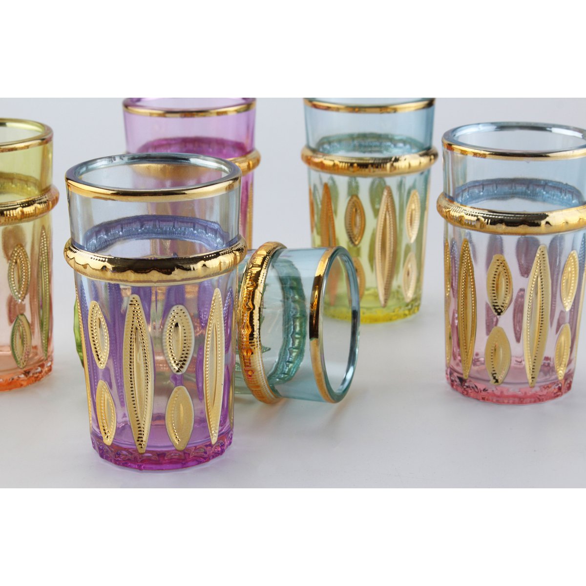 ORIENTAL TEA CUPS 6 COLORS - SET OF 6