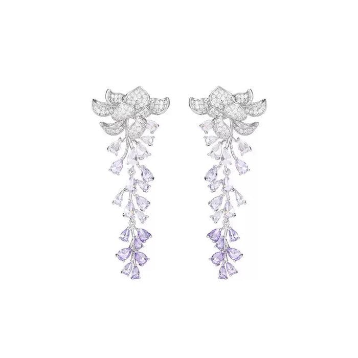 Dazzling Wisteria Flower Tassel Earrings