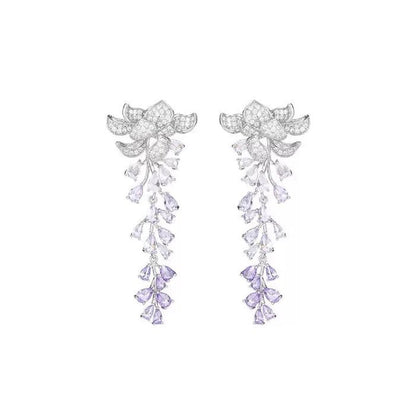 Dazzling Wisteria Flower Tassel Earrings