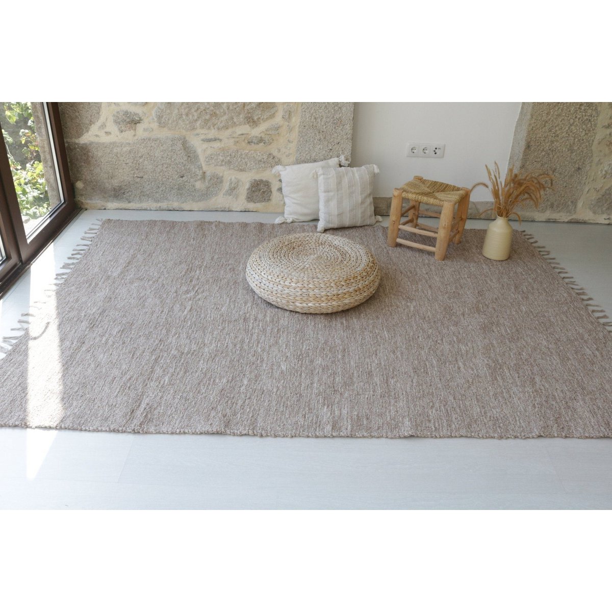 Large hand-woven recycled cotton rug