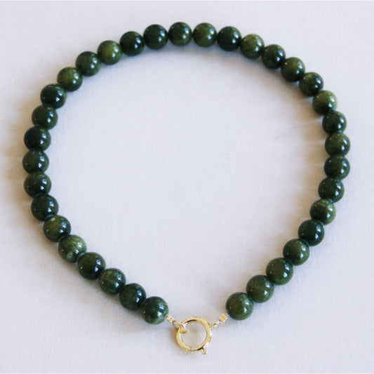 Natural stone bead necklace XL - green