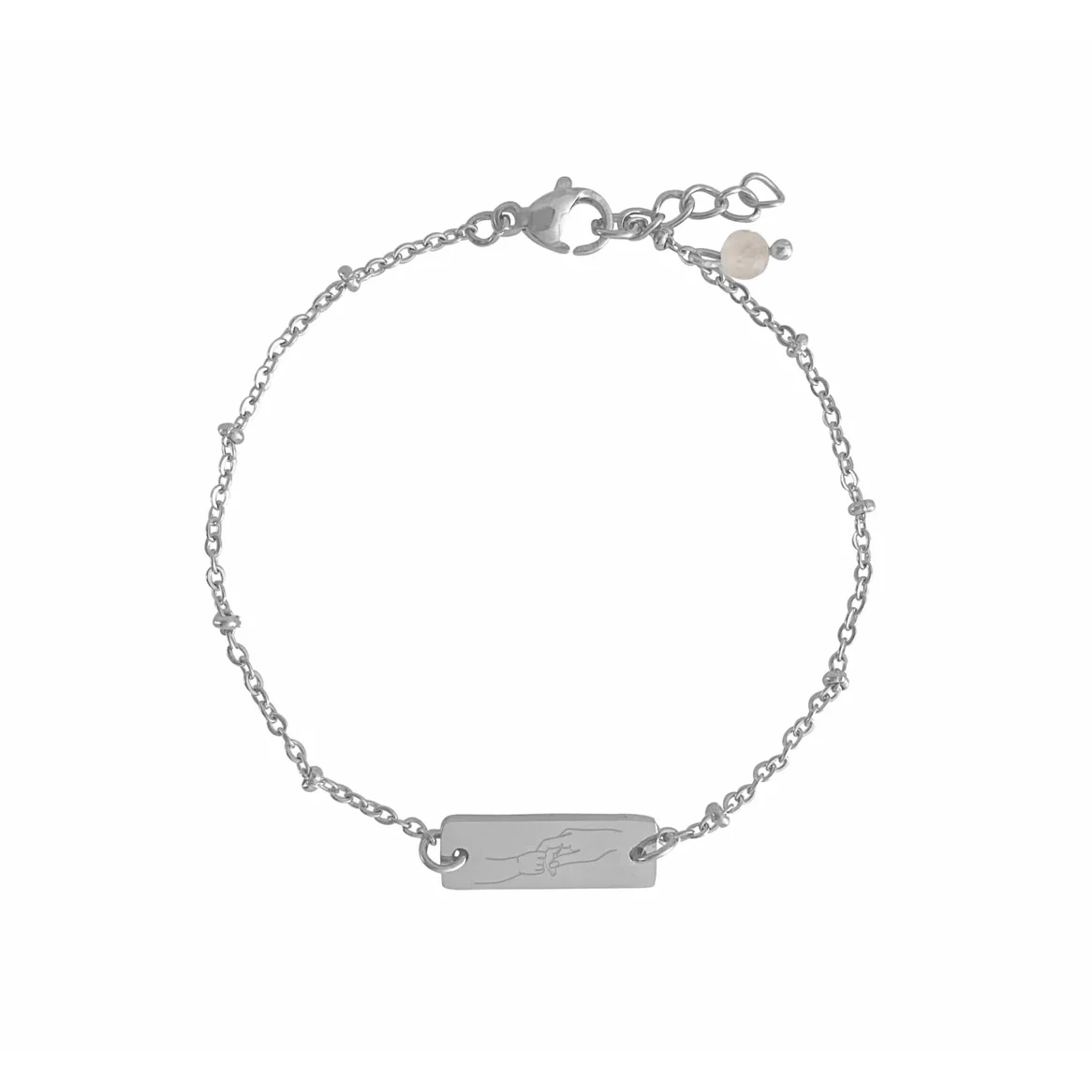 Bracelet Mom and Child & Rose Quartz - Silver