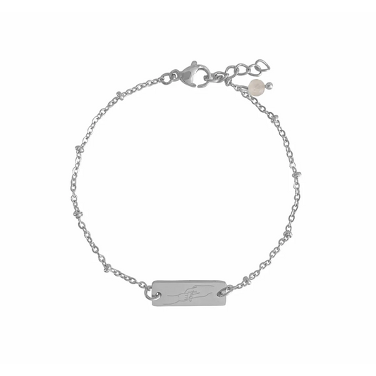 Bracelet Mom and Child & Rose Quartz - Silver