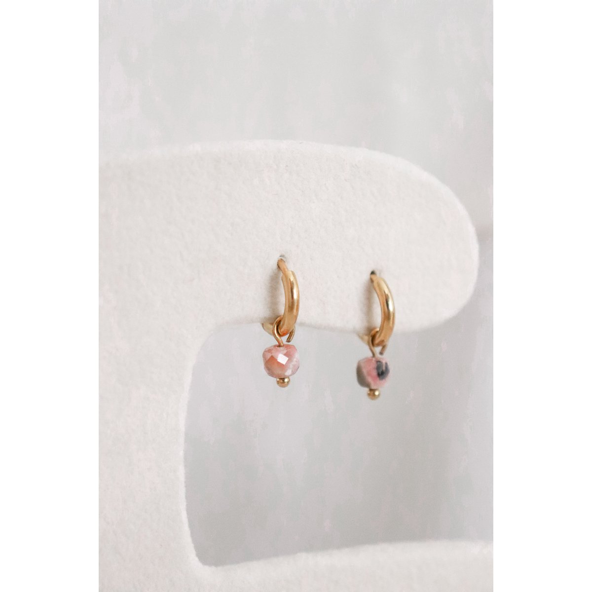 Rhodochrosite Earrings - Gold