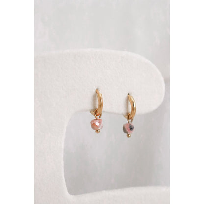 Rhodochrosite Earrings - Gold