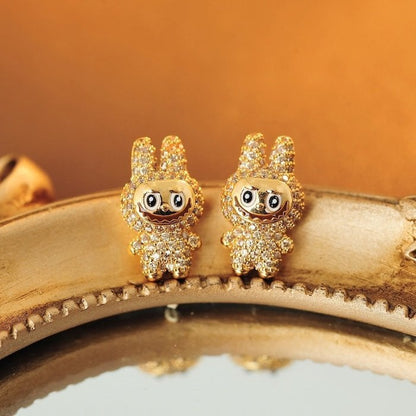 Sparkling Labubu Character Stud Earrings