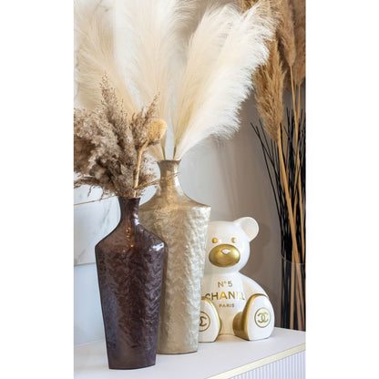 Brown vase in aluminum 17x8x40.5cm