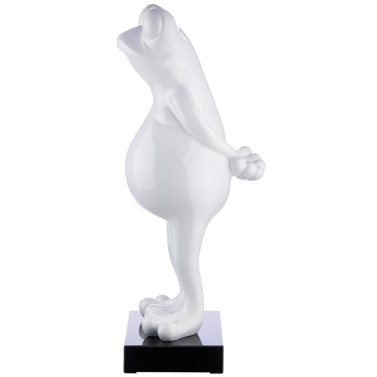 Poly sculpture frog "Frog" white metallic