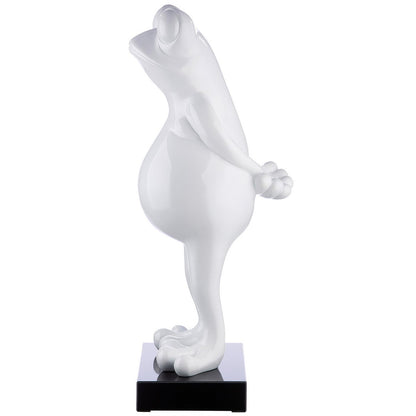 Poly sculpture frog "Frog" white metallic