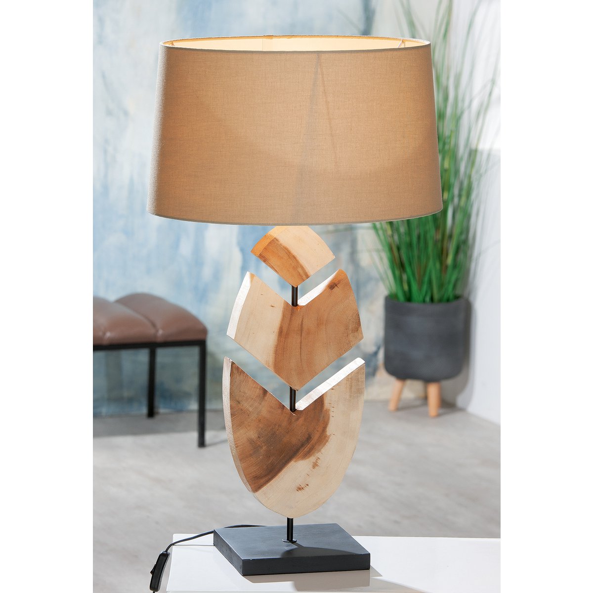 Wooden lamp "Wooden Feather" natural/ black