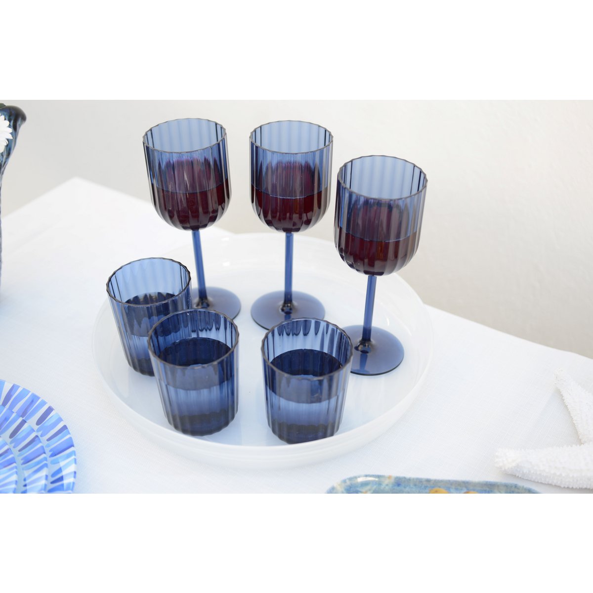 Acrylic blue water glasses - Lot of 6