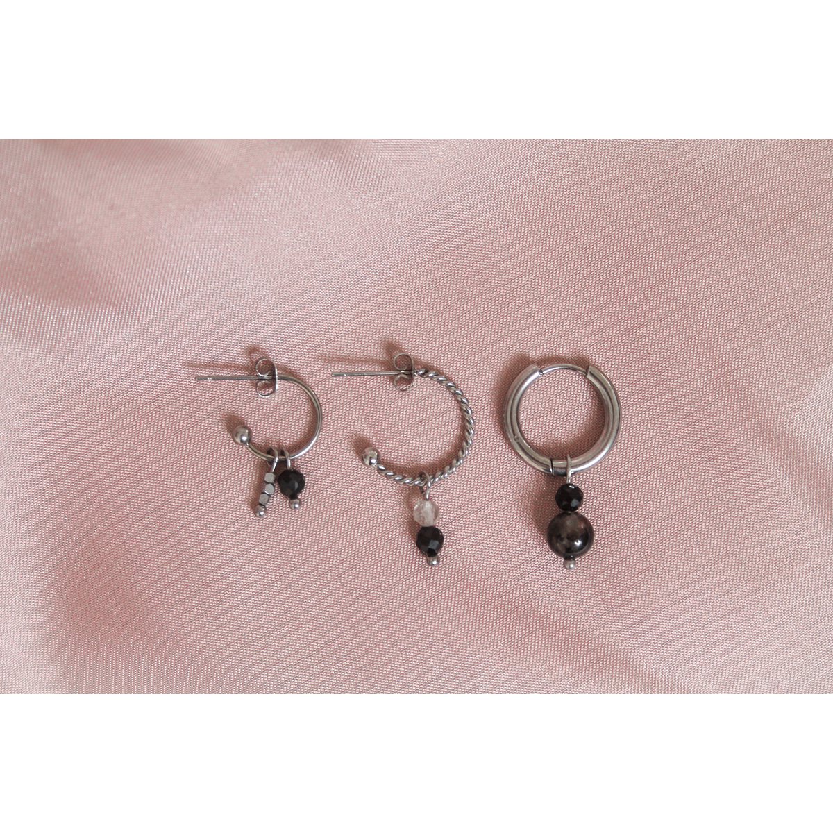 Earrings Black Tourmaline - Silver