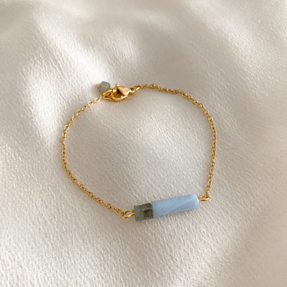 Aquamarine and Labradorite Bracelet - Gold