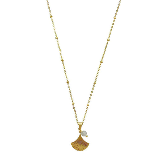 Necklace Gingko & Labradorite - Gold