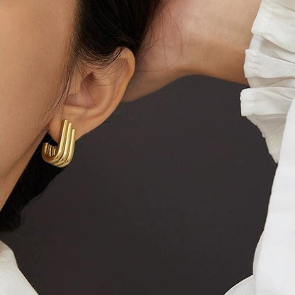 Minimalist U Shape Gold Ear Studs