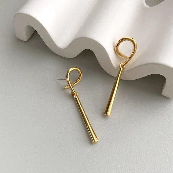 Geometric Curve Hoop Long Line Bar Earrings