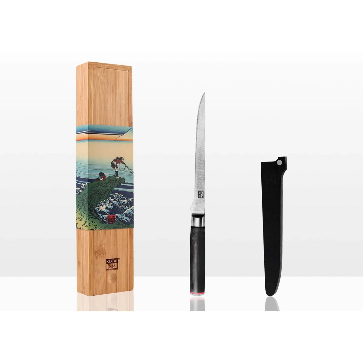 Knife - Flexible fillet knife with bamboo Saya and bamboo box - 200 mm blade