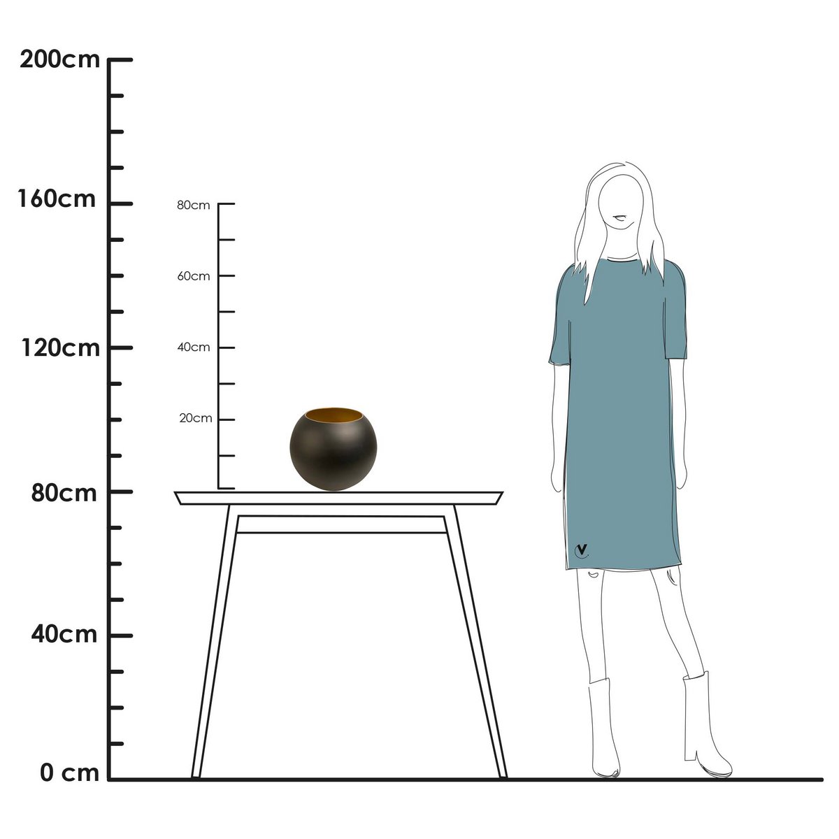 Zambezi black gold Ø25 x H20,5 cm