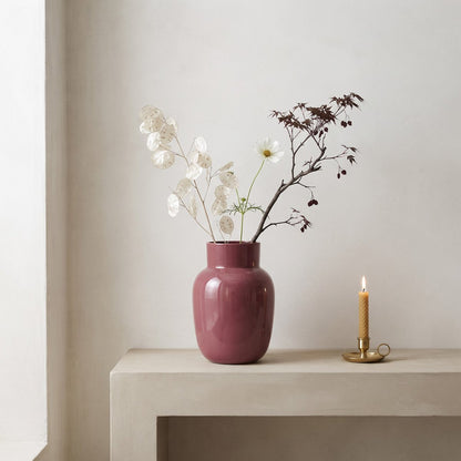 Burgundy metal vase 17x17x26.5cm