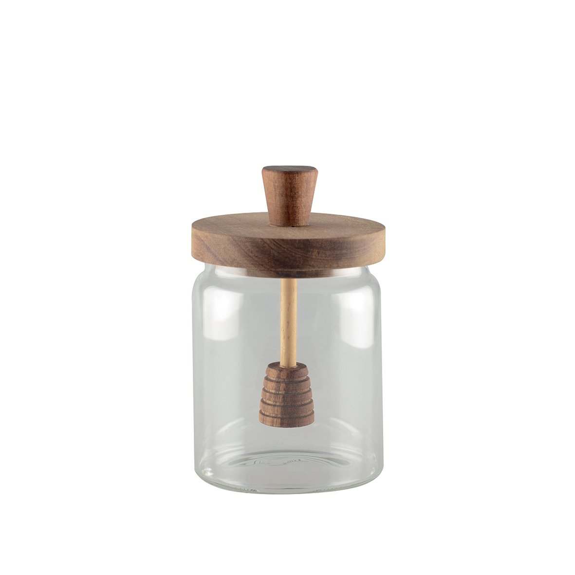 Honey glass jar with wooden cover