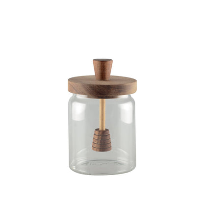 Honey glass jar with wooden cover