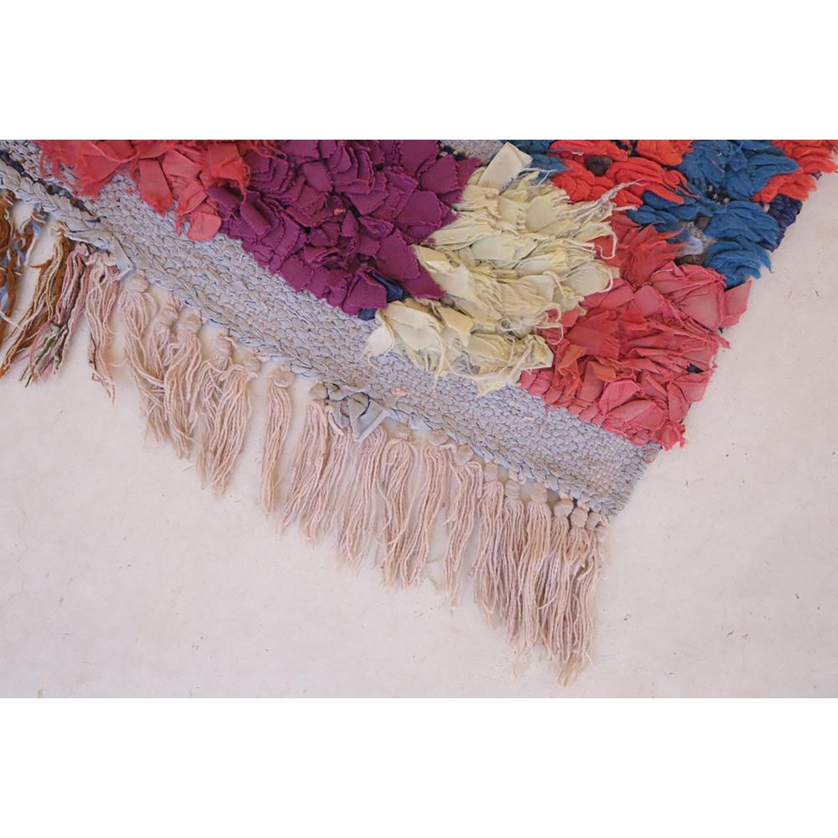 Moroccan Berber rug in recycled textiles 71 x 168 cm