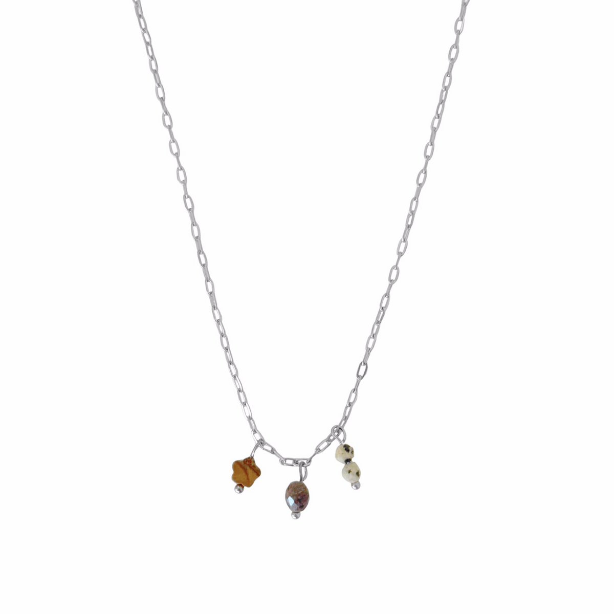 Jasper & Brown Labradorite Necklace - Silver