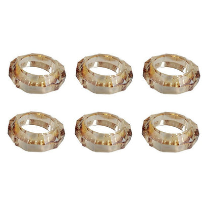 SET OF 6 AMBER CRYSTAL NAPKIN RINGS