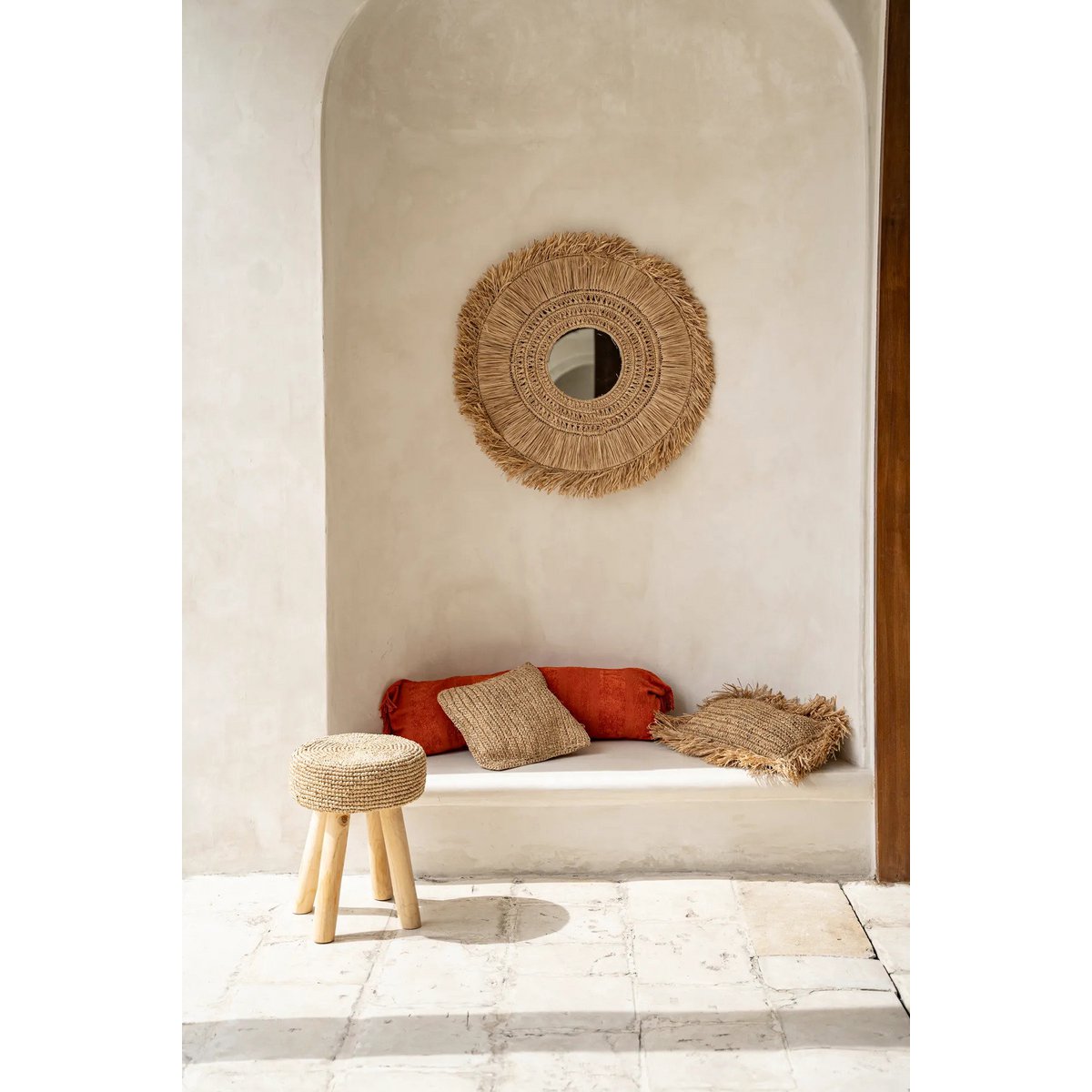 The Raffia Flores Cushion Cover Square - Natural - 40x40