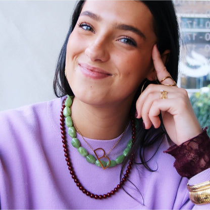 Natural stone bead necklace 'SMALL' - light pink