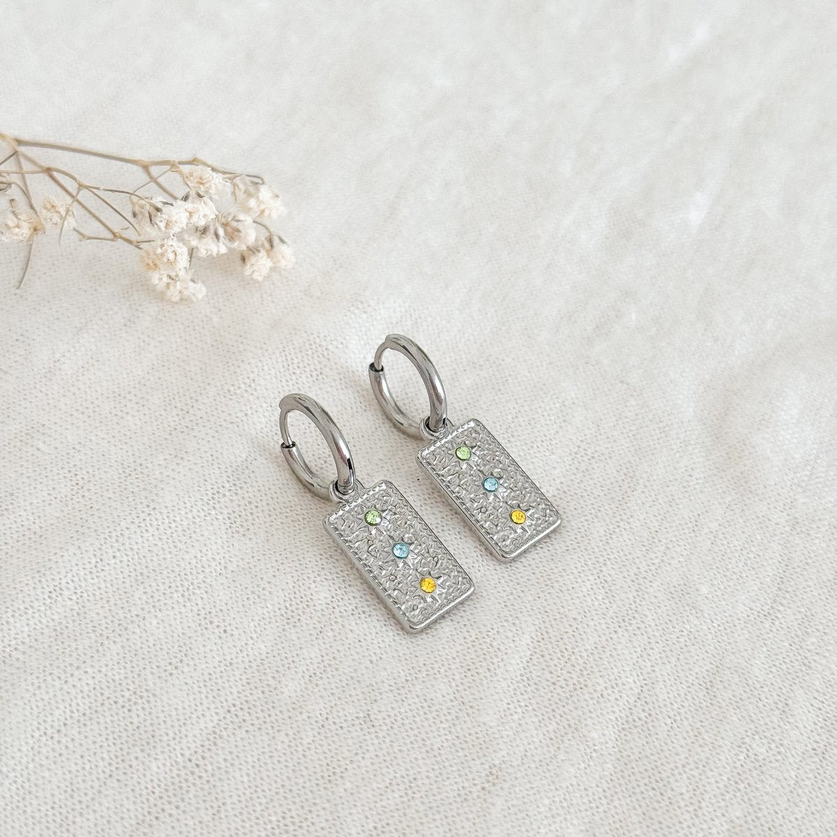 Three colors Zirconia Oorringen - Silver