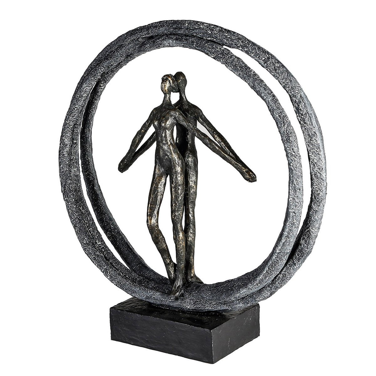 Poly sculpture "Couple in a ring" bronze colored