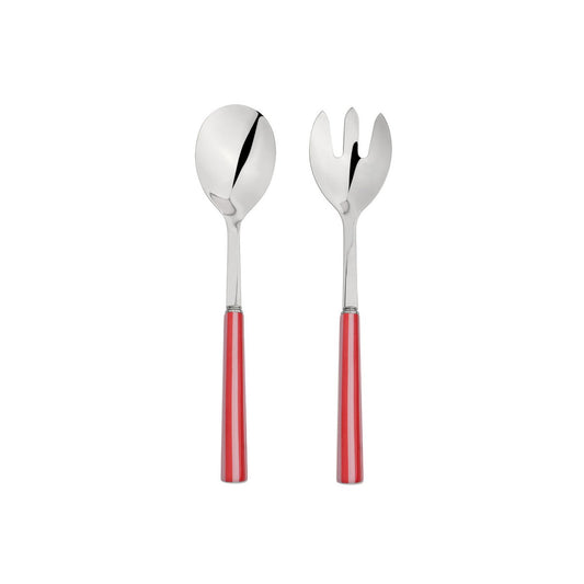 Red striped salad servers