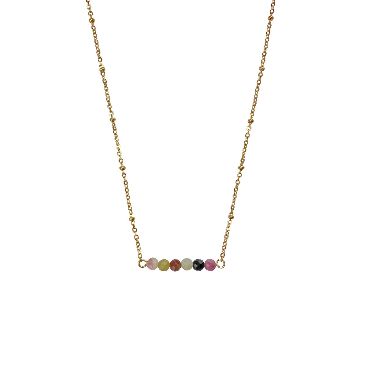 Necklace Watermelon Tourmaline - Gold