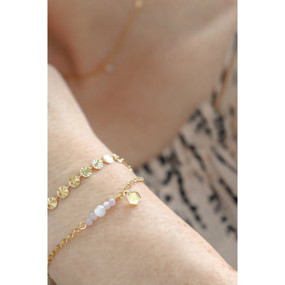 Kunzite, Moonstone & Butterflies Bracelet - Gold