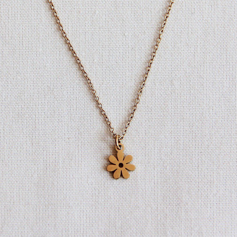 SS211 - Stainless steel fine chain with mini flower - gold