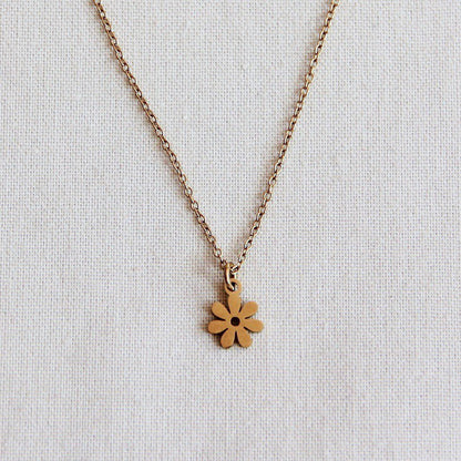 SS211 - Stainless steel fine chain with mini flower - gold