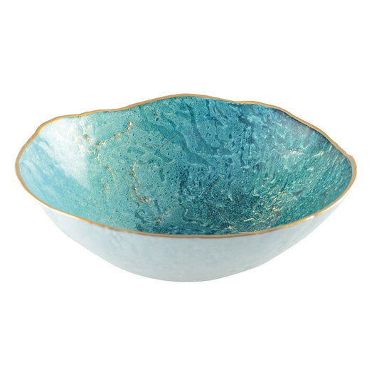 Turquoise bowl with dore edge 20cm