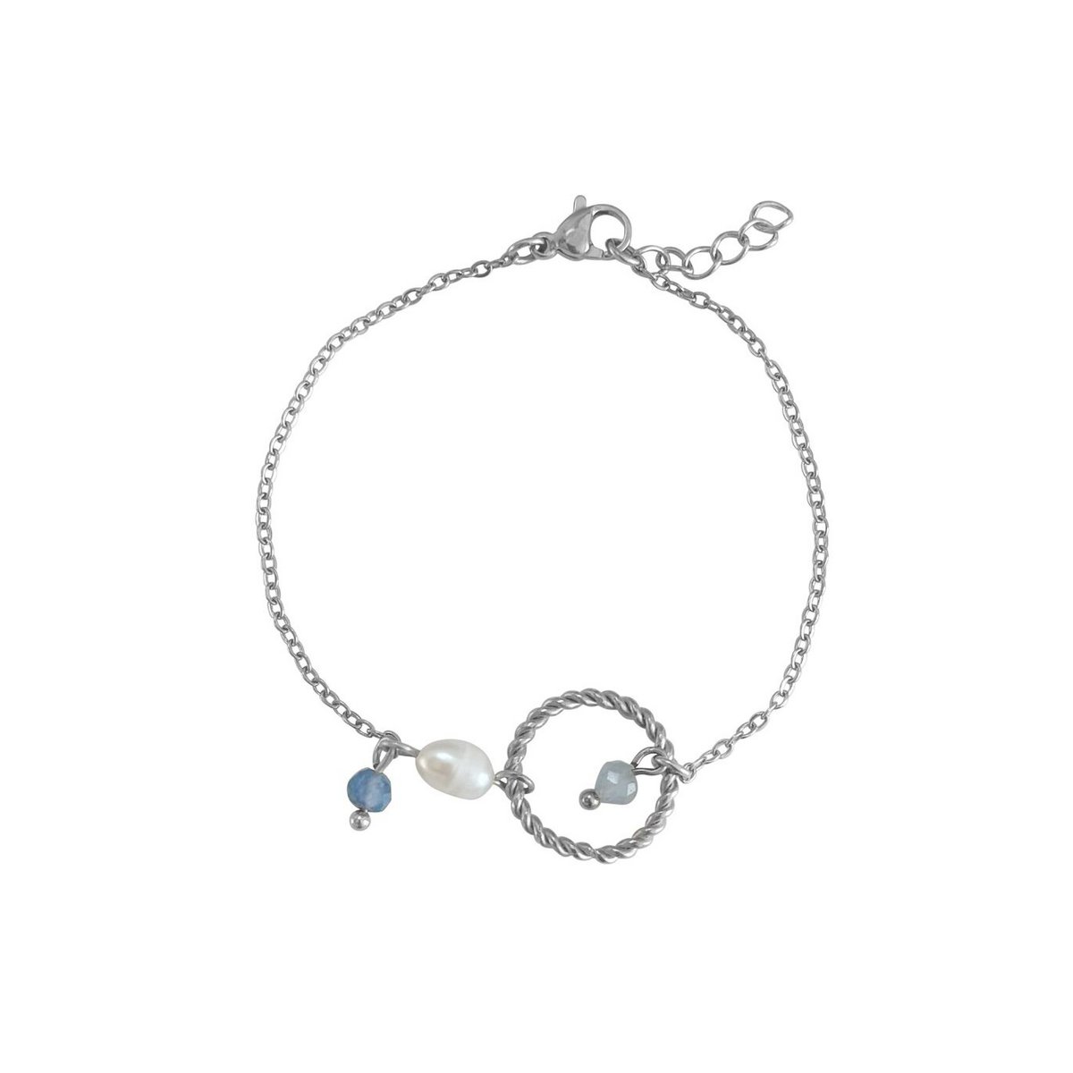 Aquamarine, Sapphire and Pearl Bracelet - Silver