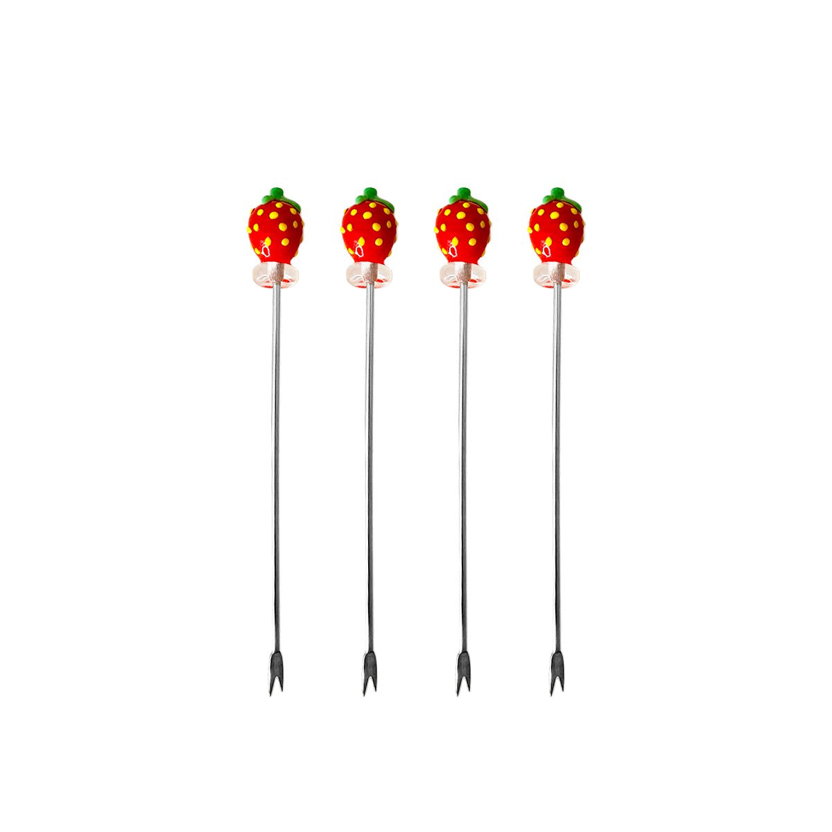 Tray with 4 strawberry aperitif picks