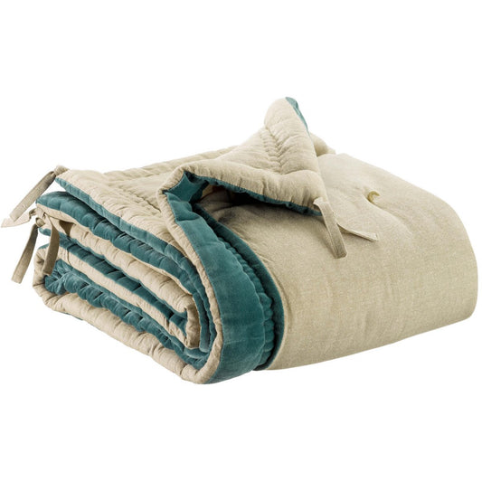 Edredon Elise Chambray Vert de gris 80 x 180