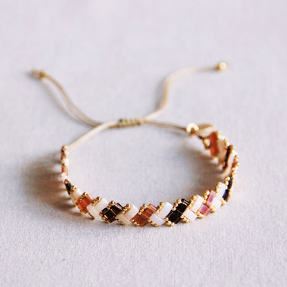 Braided Tila Bead Bracelet - Nude Colors