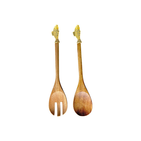 Golden fish salad servers