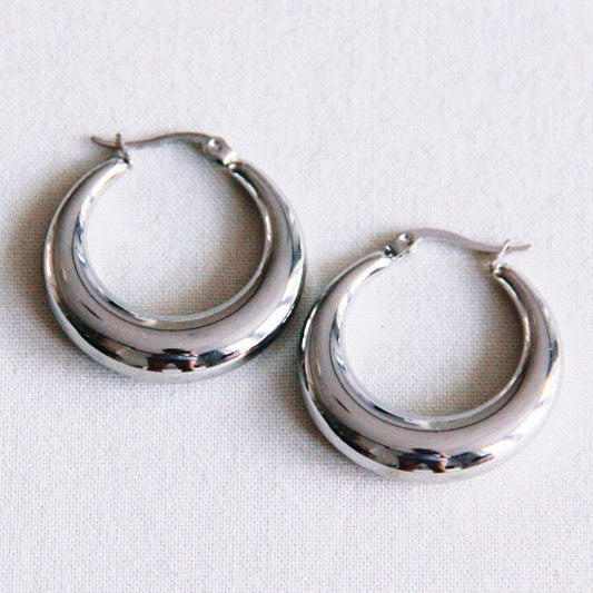 EA509: Stainless steel creole 30mm “wide” - silver